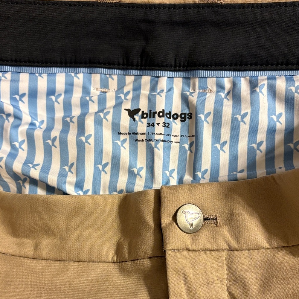 Birddogs Tan Pants with Blue Striped Lining